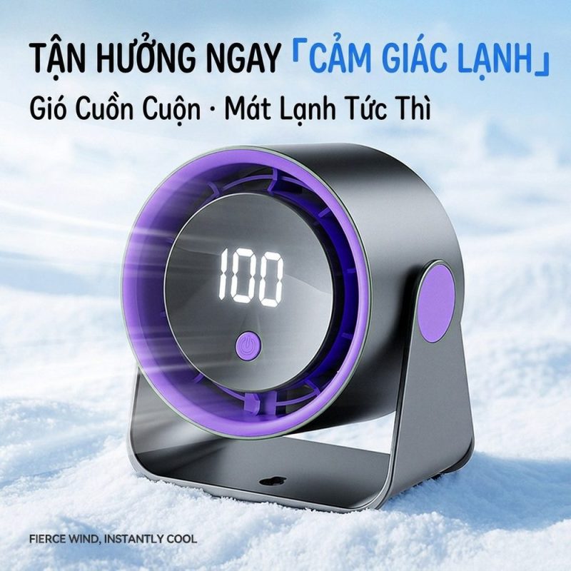 Quạt kẹp bàn mini sạc USB 3 tốc độ gió mạnh êm ái FS-22
