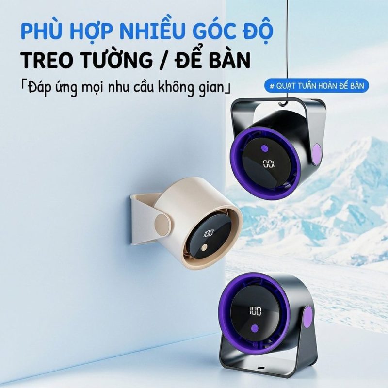 Quạt kẹp bàn mini sạc USB 3 tốc độ gió mạnh êm ái FS-22