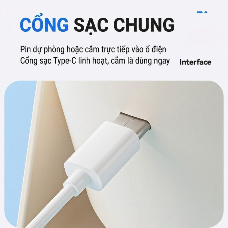 Quạt kẹp bàn mini sạc USB 3 tốc độ gió mạnh êm ái FS-22