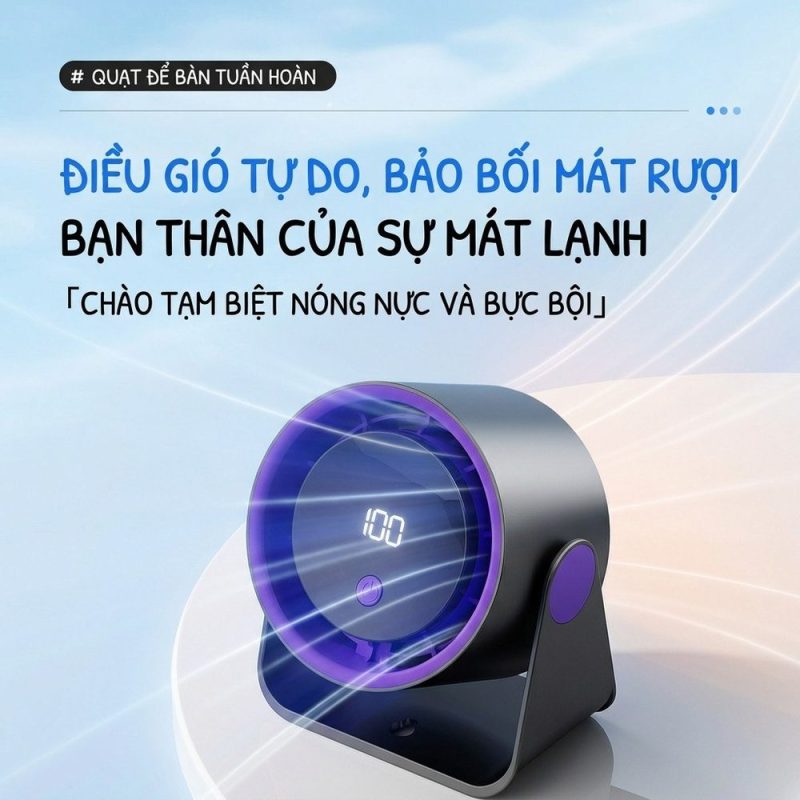 Quạt kẹp bàn mini sạc USB 3 tốc độ gió mạnh êm ái FS-22