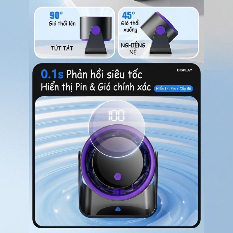 Quạt kẹp bàn mini sạc USB 3 tốc độ gió mạnh êm ái FS-22
