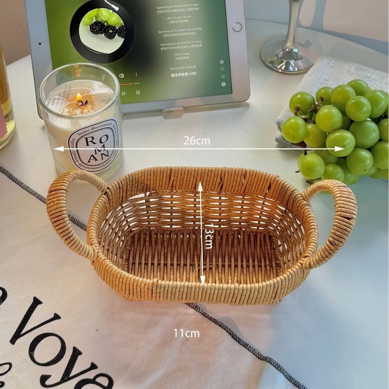 Rổ đựng trái cây mây tre đan đa năng giỏ thoát nước nhà bếp BL96 - trung