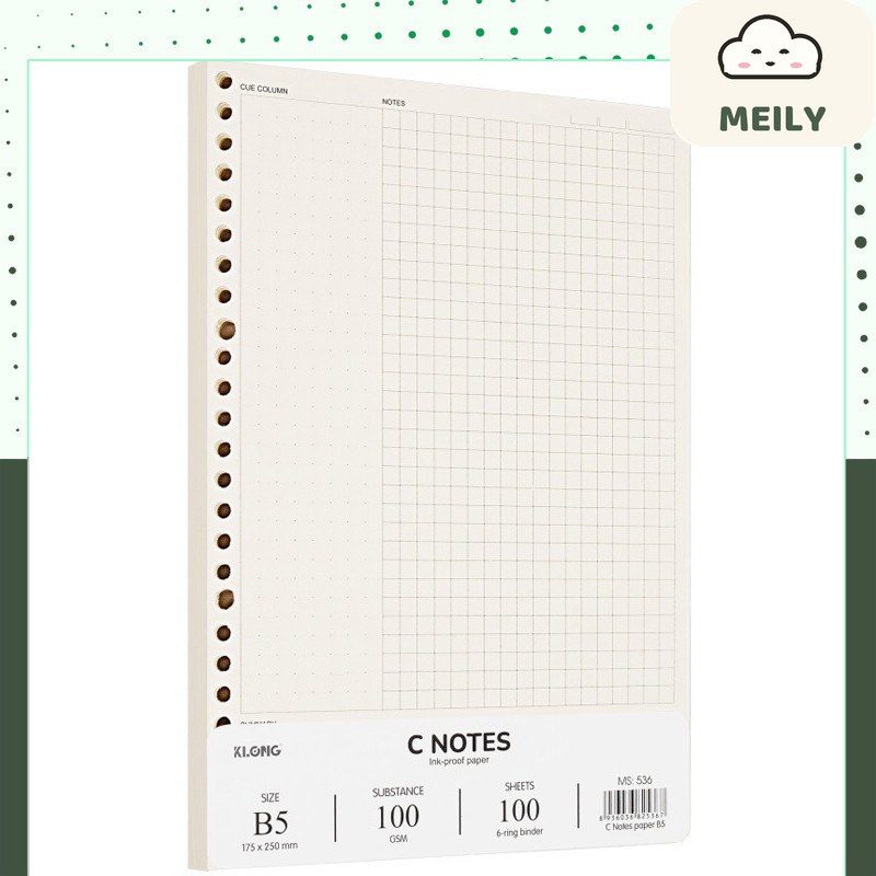 Ruột sổ còng Klong B5 C Notes caro 6x6mm 100 tờ MS 536