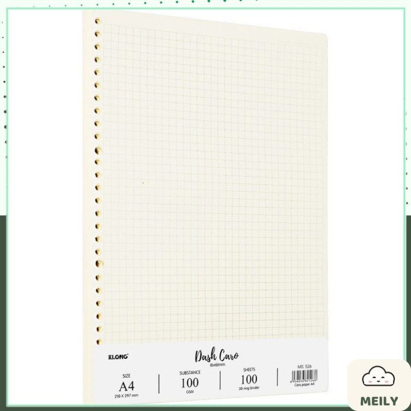 Ruột sổ còng Klong A4 30 lỗ 100 tờ kẻ ngang, caro nét đứt 100gsm