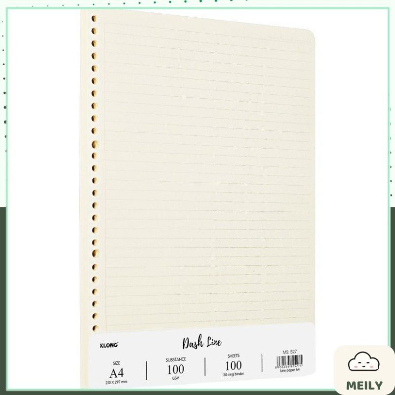 Ruột sổ còng Klong A4 30 lỗ 100 tờ kẻ ngang, caro nét đứt 100gsm