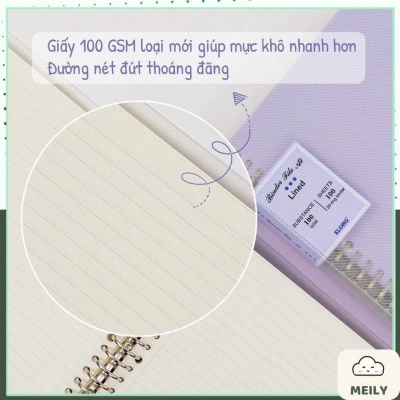 Ruột sổ còng Klong A4 30 lỗ 100 tờ kẻ ngang, caro nét đứt 100gsm