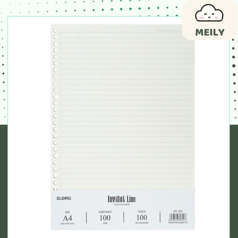 Ruột Giấy Sổ Còng A4 30 Lỗ InviDot Line Klong MS 820