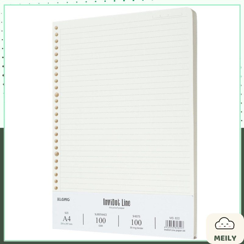 Ruột Giấy Sổ Còng A4 30 Lỗ InviDot Line Klong MS 820