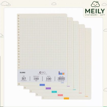 Ruột sổ B5 100 tờ Caro 6x6mm 5 màu 100gsm Ms 534