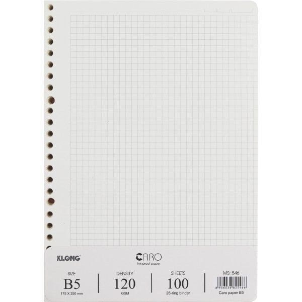 Ruột sổ còng B5 Caro 5x5 - 100 tờ Klong dày dặn MS 546 - 100 tờ 120/76 KLong-MS546