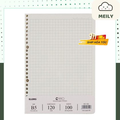 Ruột sổ còng B5 Caro 7x7mm 100 tờ refill sổ còng dày 120gsm Klong MS 552