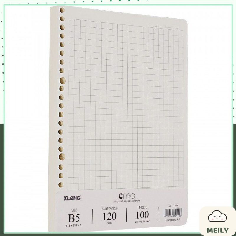 Ruột sổ còng Klong B5 caro 7x7mm 100 tờ 120gsm MS 552