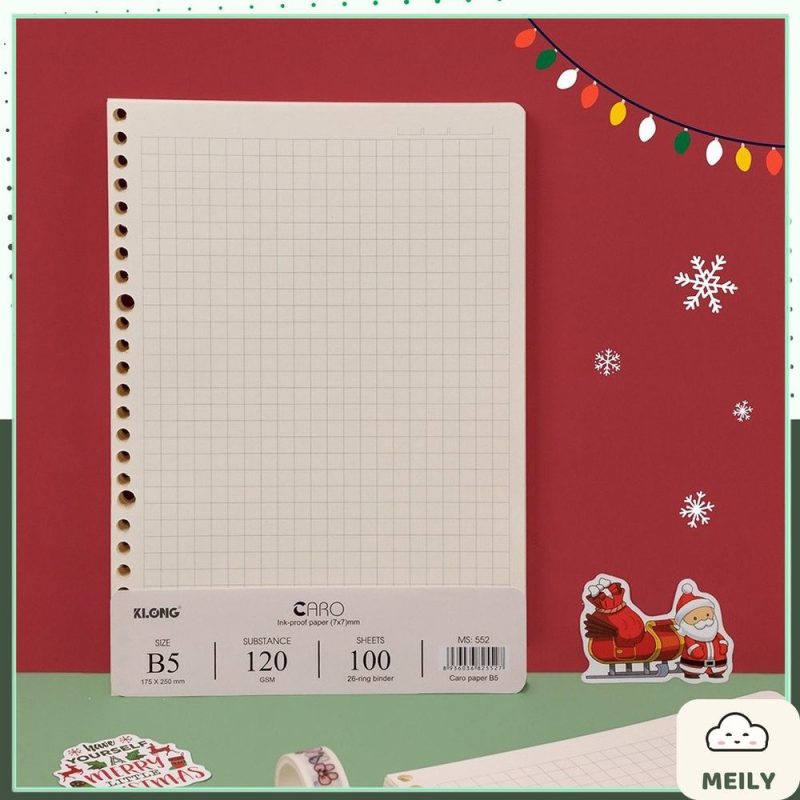 Ruột sổ còng Klong B5 caro 7x7mm 100 tờ 120gsm MS 552