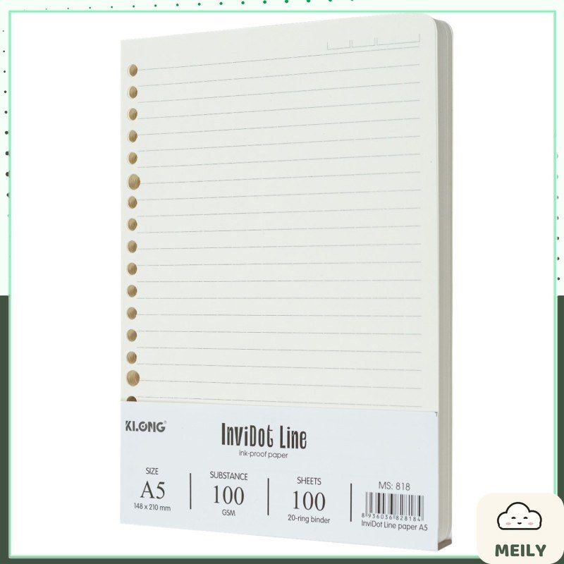 Ruột Sổ Còng Kẻ Ngang KLONG A5 20 Chấu 100 Tờ InviDot Line MS 818