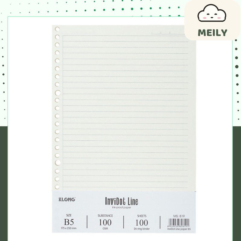 Ruột Sổ Còng KLONG B5 26 Chấu 100 Tờ InviDot Line MS 819