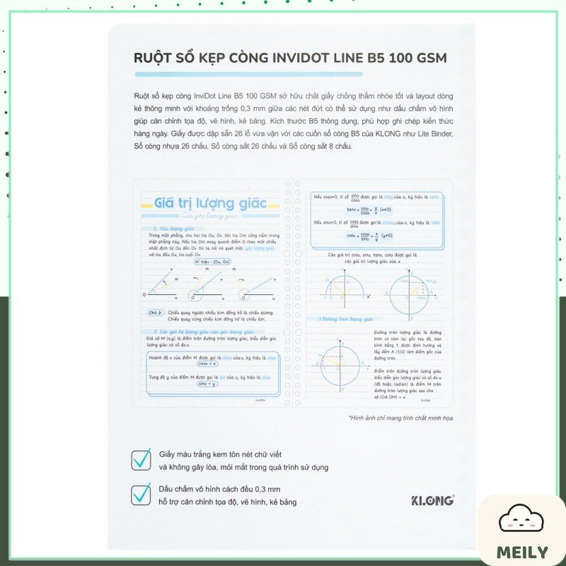 Ruột Sổ Còng KLONG B5 26 Chấu 100 Tờ InviDot Line MS 819