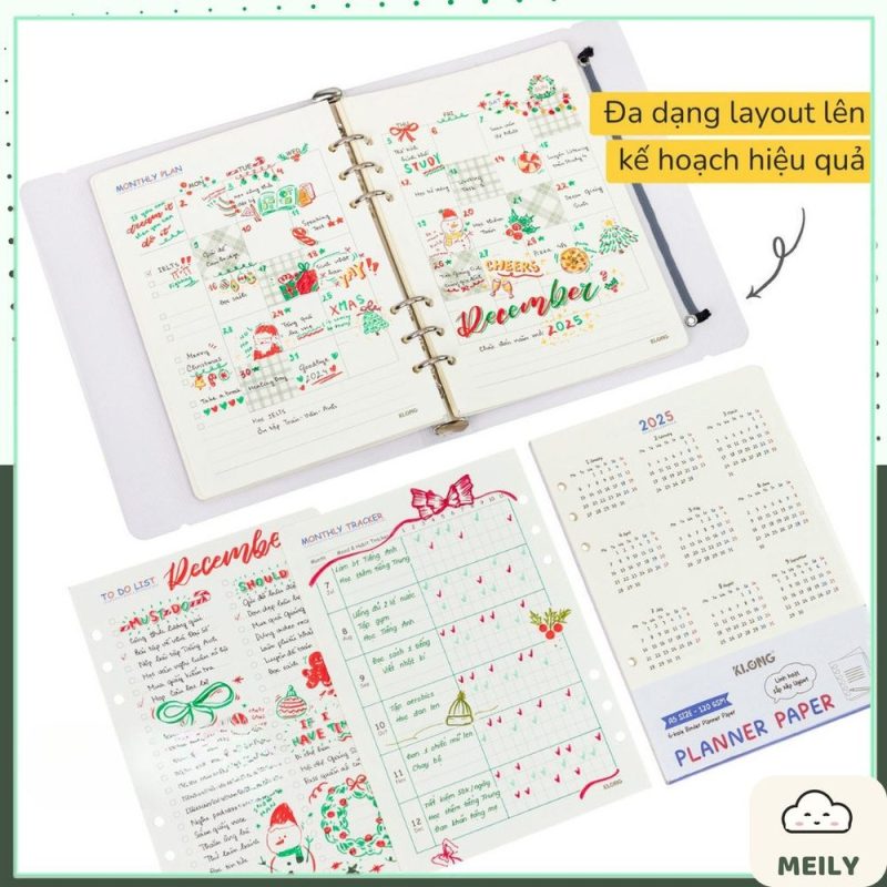 Ruột sổ kế hoạch Paper Planner Klong A5 96 trang 120gsm MS 963