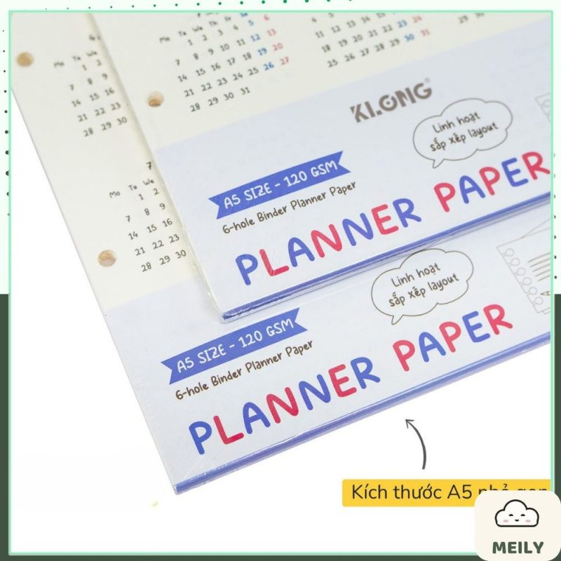 Ruột sổ kế hoạch Paper Planner Klong A5 96 trang 120gsm MS 963