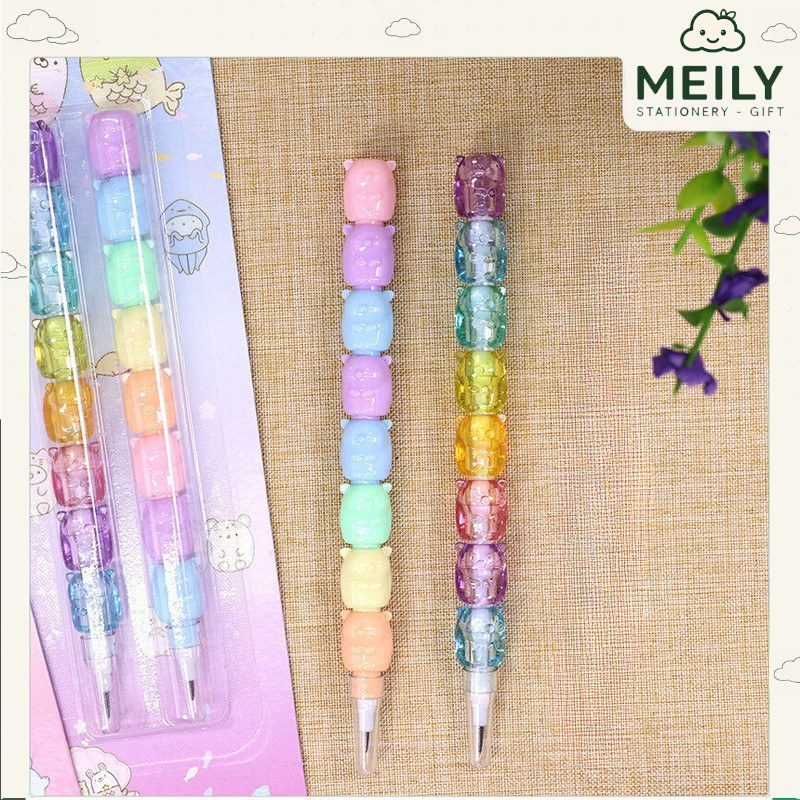 Set 2 bút chì khúc ngòi HB hình thiết kế mẫu động vật cute B113