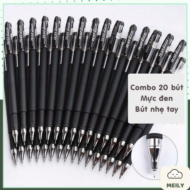 Set 20 bút gel ngòi kim nét 0.5mm mực đen B88