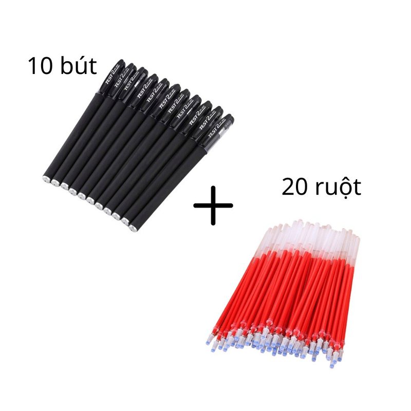 Set 20 bút gel ngòi kim nét 0.5mm mực đen B88 - Combo 10b b88 + 20r đỏ