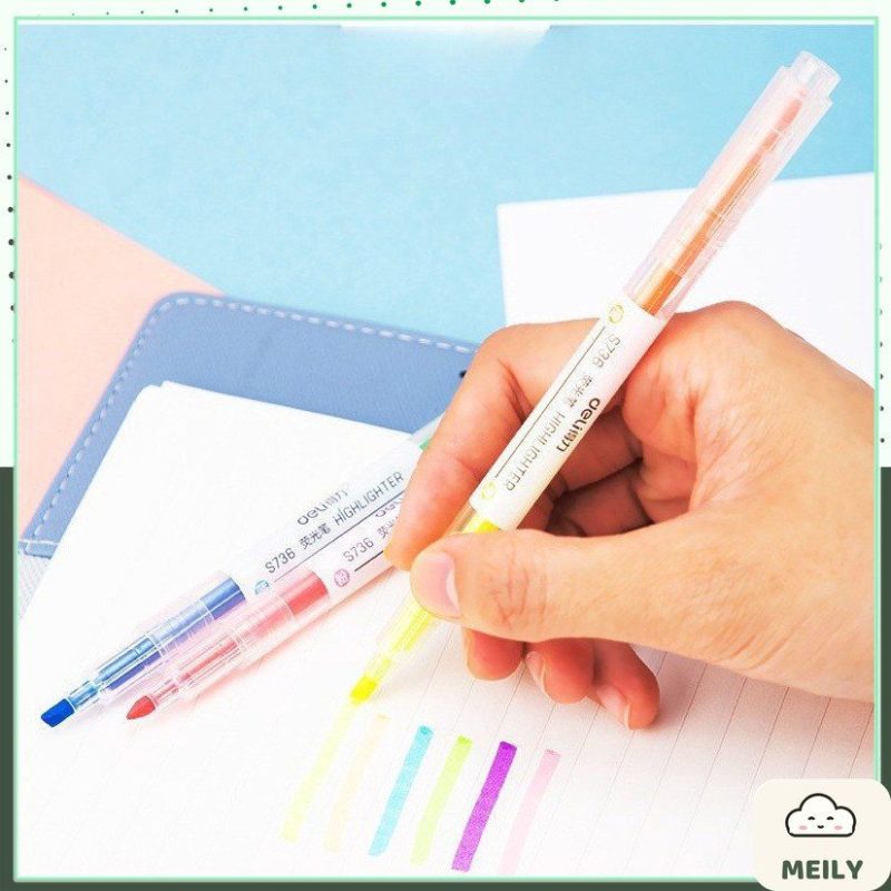 Set 3/6 bút highlight 2 đầu đánh dấu màu Pastel