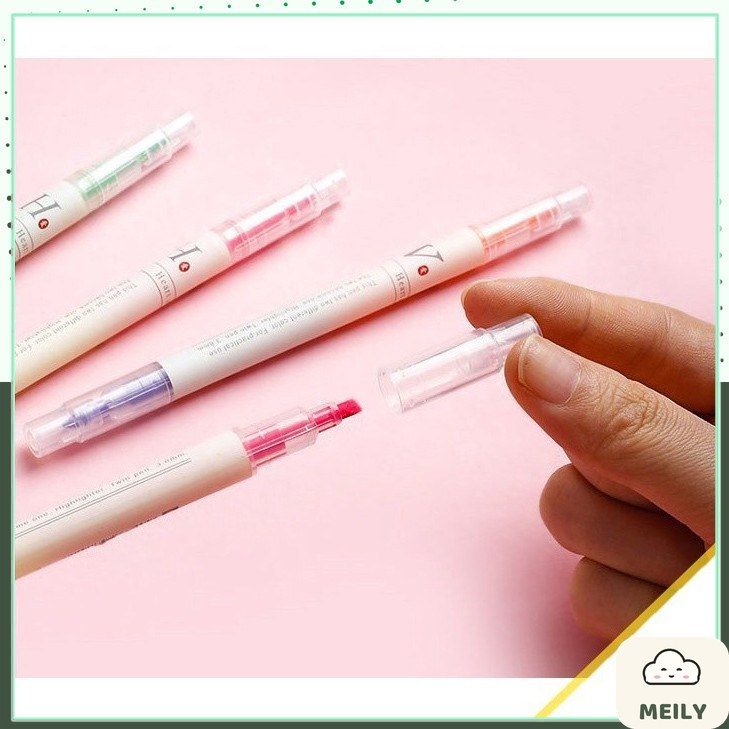 Set 3/6 bút highlight 2 đầu đánh dấu màu Pastel