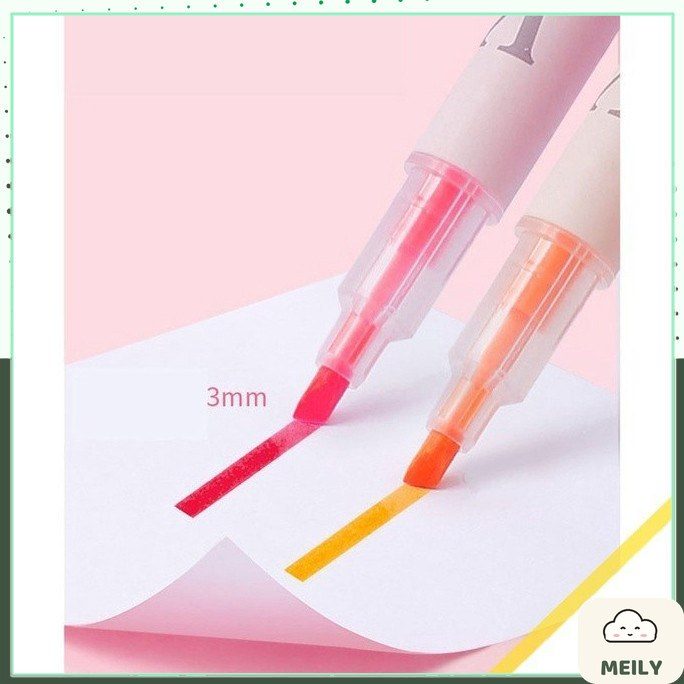 Set 3/6 bút highlight 2 đầu đánh dấu màu Pastel