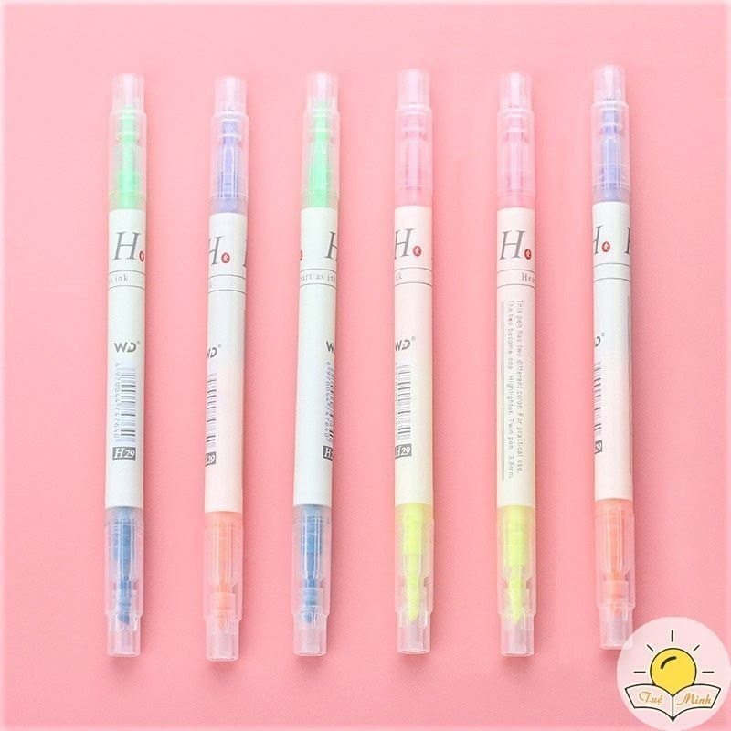 Set 3/6 bút highlight 2 đầu đánh dấu màu Pastel - Bộ 3 Bút highlight 2 đầu HI02