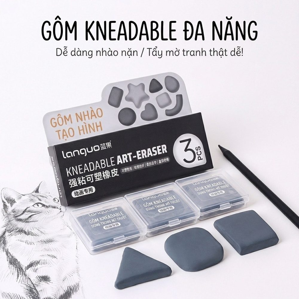 Set 3 tẩy đất sét Languo kèm hộp nhựa K231