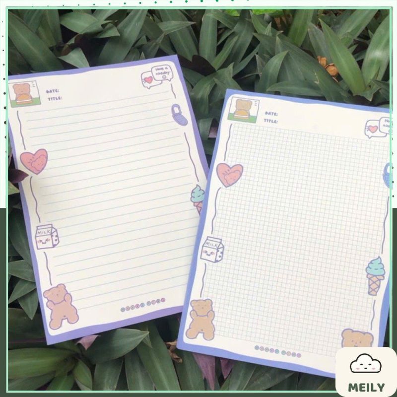 Set 30 tờ giấy viết từ mới kẻ ngang và caro S61