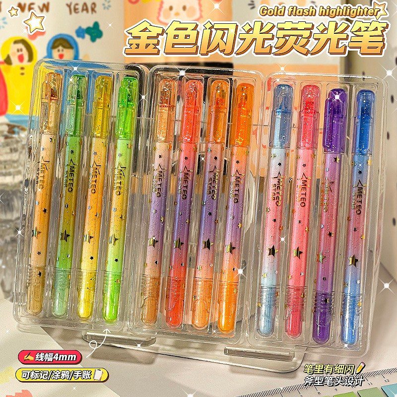 Set 4 bút highlight lấp lánh HI23