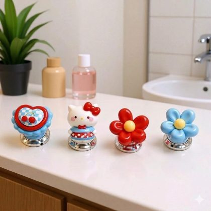 Set 4 Miếng Dán Nút Ấn Bồn Cầu Hoạt Hình Cute Decor Nhà Tắm K232