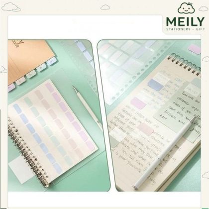 Set 4 Tab phân trang + miếng đánh dấu mục trang sách gắn sổ còng A5 và B5 P10