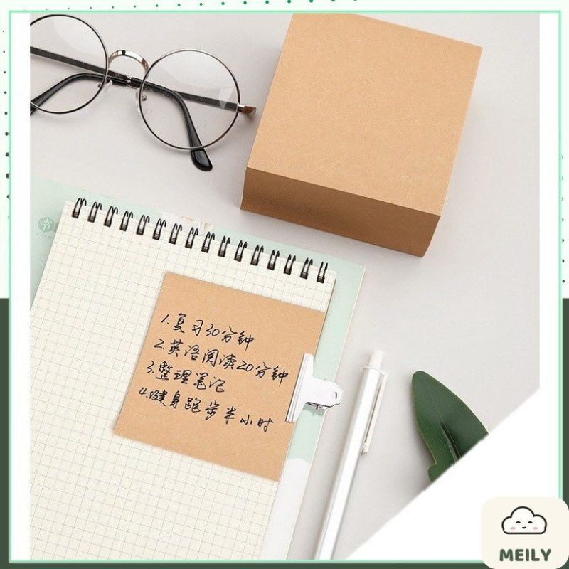 Set 400 tờ giấy note màu kraft trơn ghi chép đơn giản