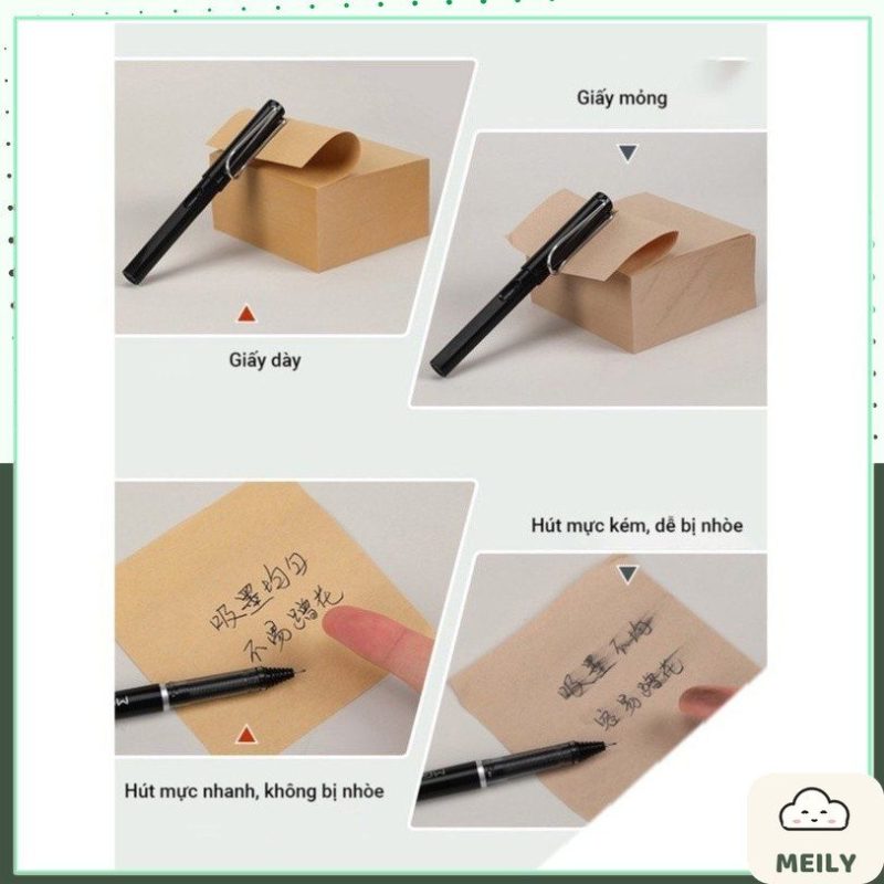 Set 400 tờ giấy note màu kraft trơn ghi chép đơn giản