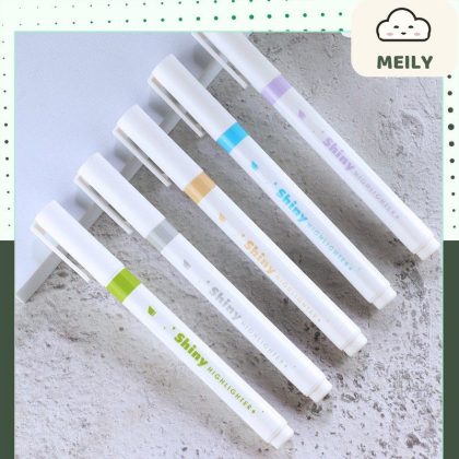 Set 5 bút dạ quang ghi chú có nhũ ánh kim HI13