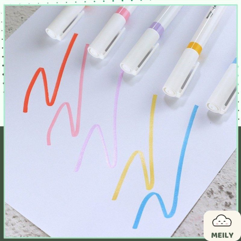 Set 5 bút dạ quang ghi chú có nhũ ánh kim HI13