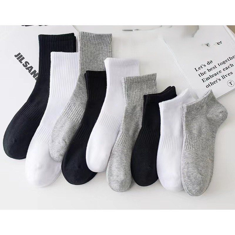 Set 5 Tất Nam Nữ BL86 - cổ nhỡ đen