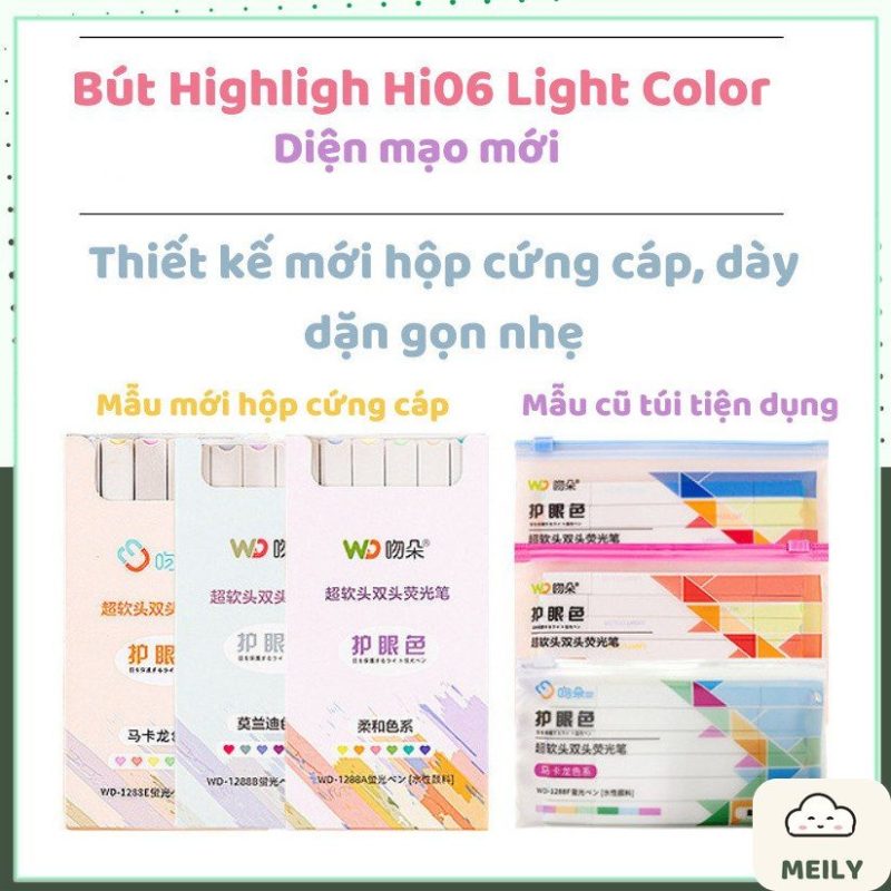 Set 6 bút highlight 2 đầu Light Color HI06