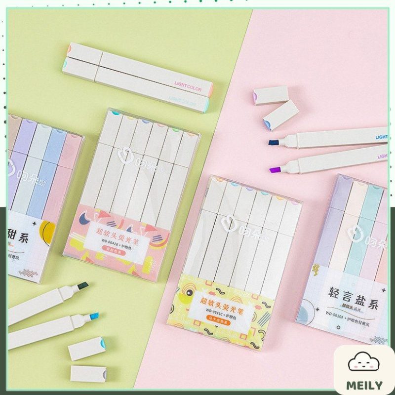 Set 6 bút highlight 2 đầu Light Color HI06