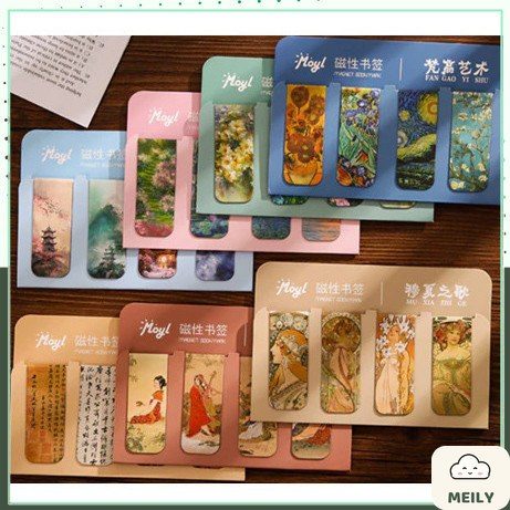 Set 6 bookmark nam châm hình mèo đen đánh dấu sách NO55