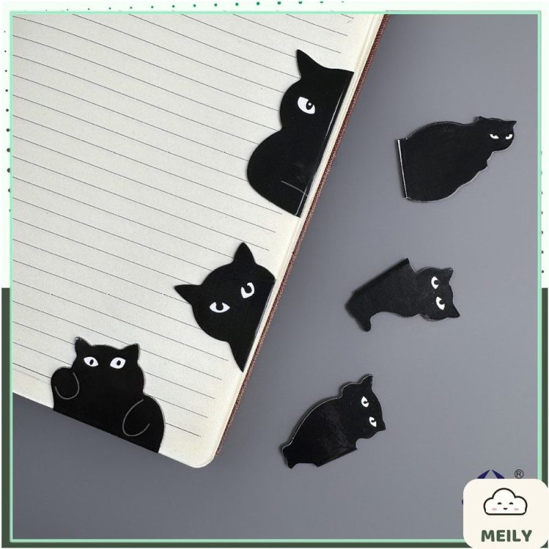 Set 6 bookmark nam châm hình mèo đen đánh dấu sách NO55