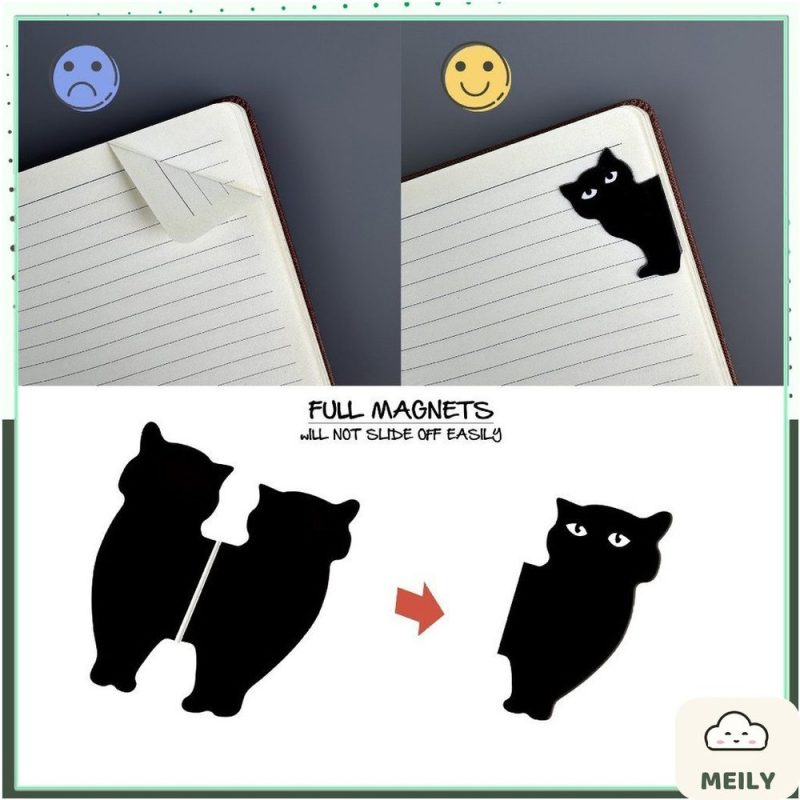 Set 6 bookmark nam châm hình mèo đen đánh dấu sách NO55