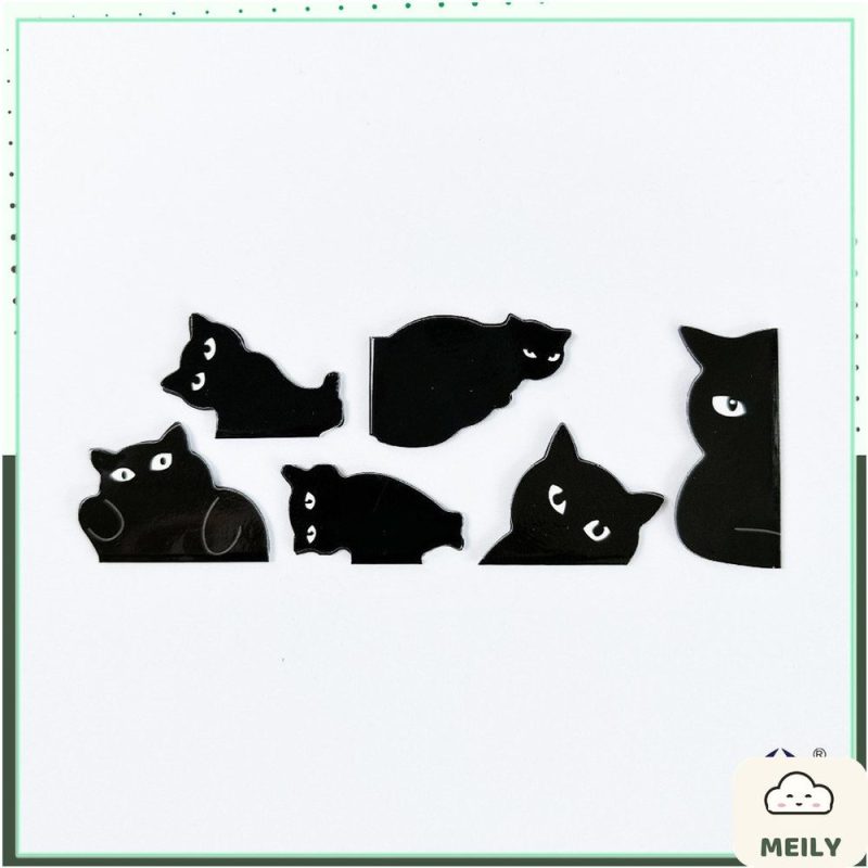 Set 6 bookmark nam châm hình mèo đen đánh dấu sách NO55