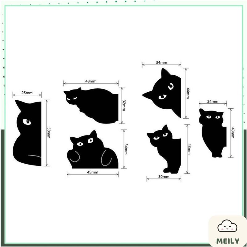 Set 6 bookmark nam châm hình mèo đen đánh dấu sách NO55