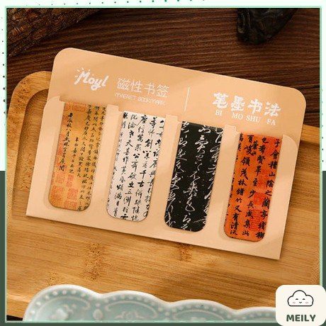 Set 6 bookmark nam châm hình mèo đen đánh dấu sách NO55