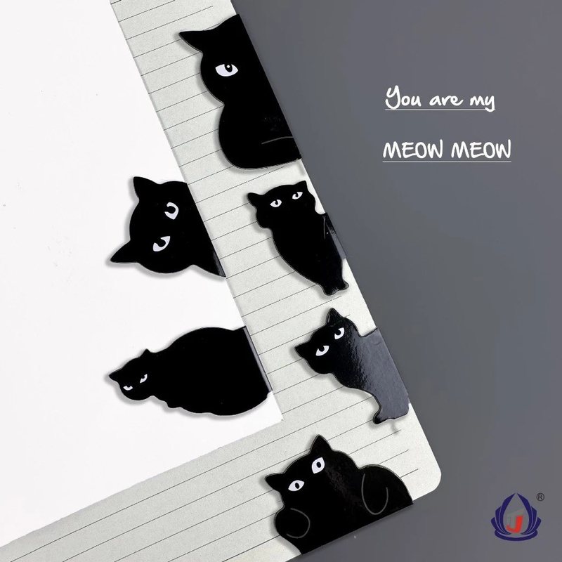 Set 6 bookmark nam châm hình mèo đen đánh dấu sách NO55 - Set 6 đánh dấu trang sách vở Mèo đen No55