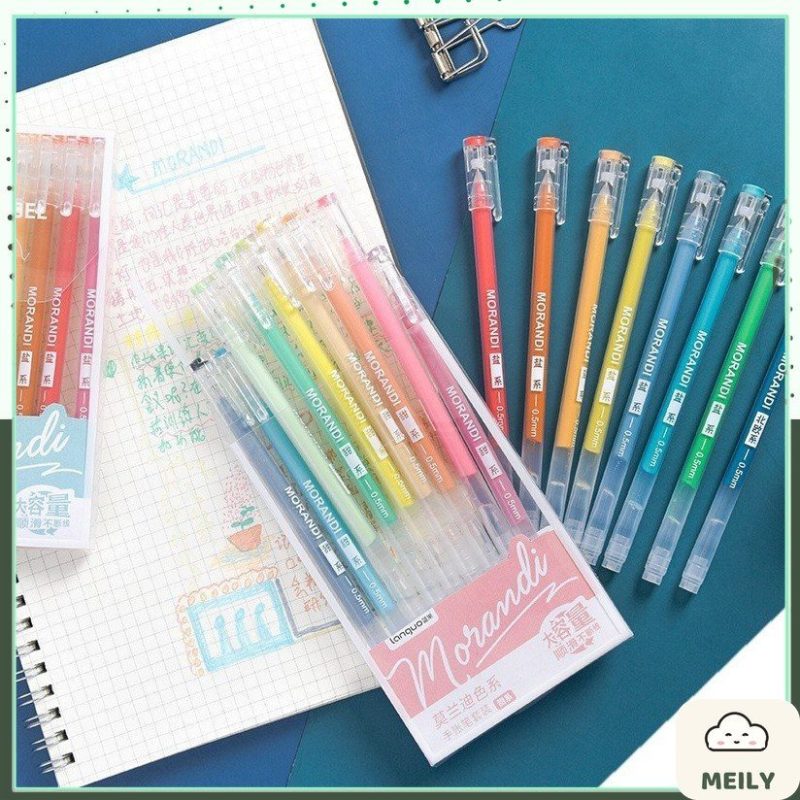 Set 9 bút mực gel Morandi nét 0.5mm - bút viết học sinh