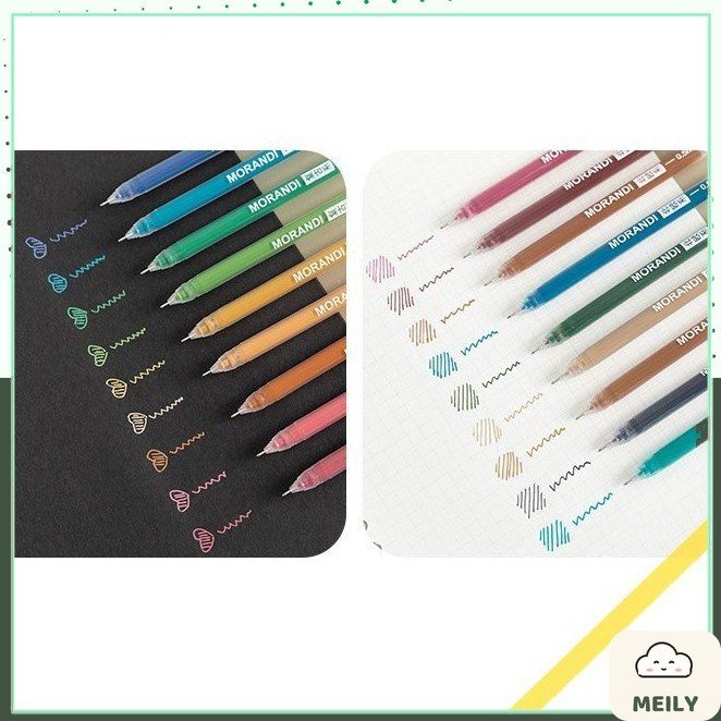 Set 9 bút mực gel Morandi nét 0.5mm - bút viết học sinh